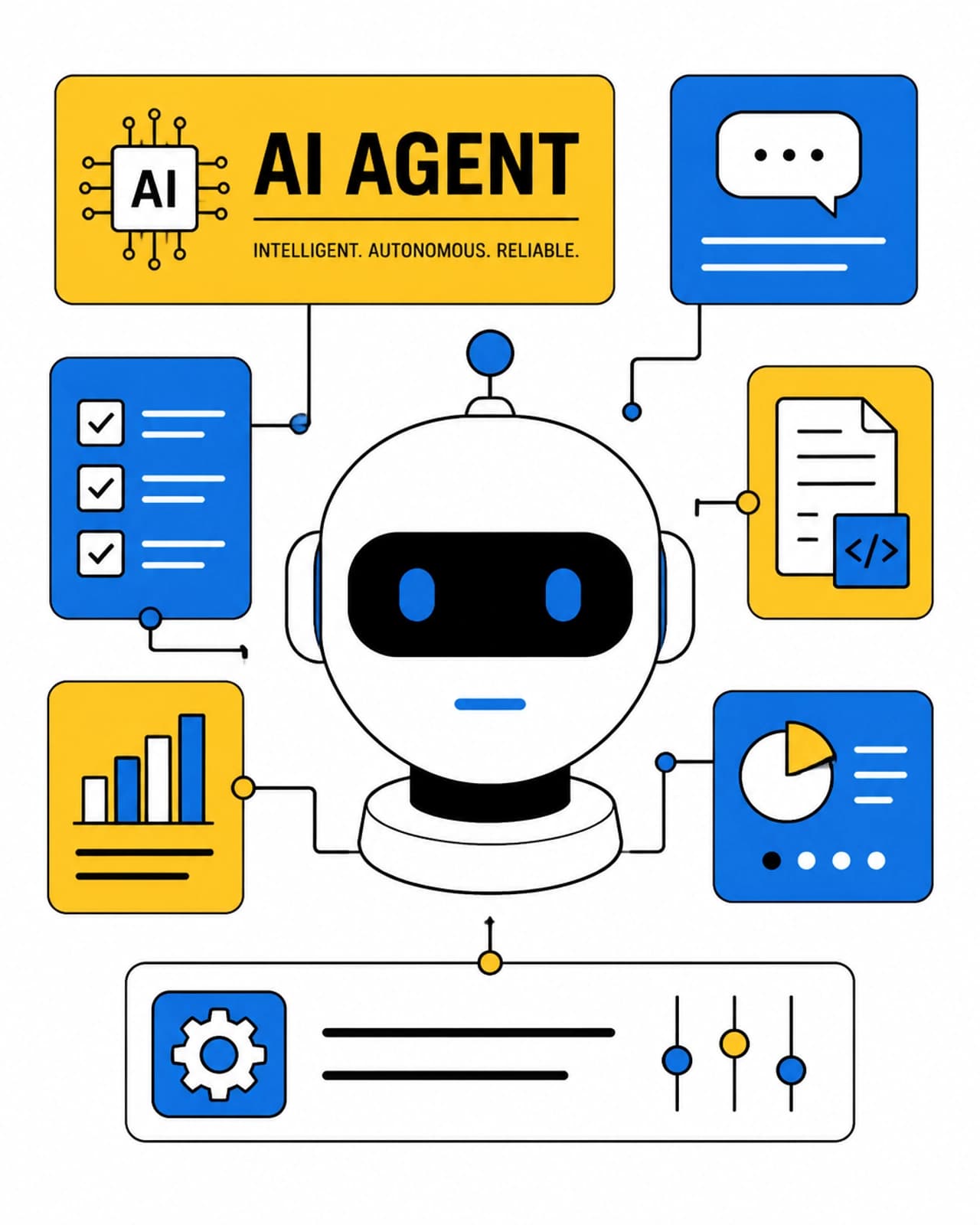 AI Agent Visualization - Flat Design