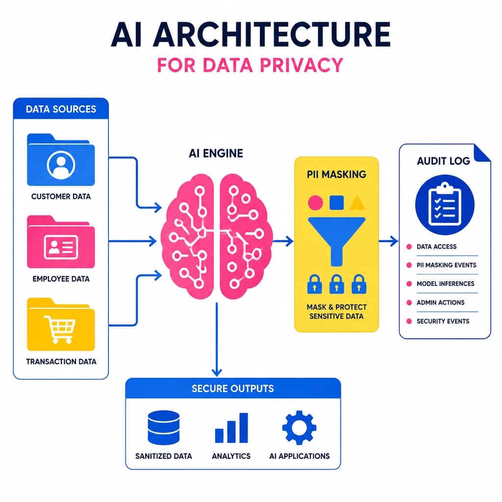 Technical architecture for AI data privacy and masking.